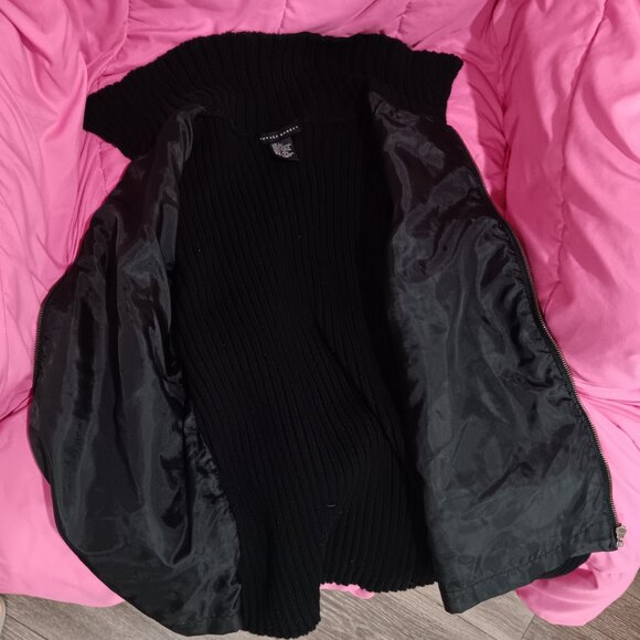 Vtg Y2K Maurice Sasson Leather Knit Jacket Large Streetwear Edgy Rocker Chic 00s - Picture 4 of 6